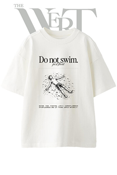THEWERT Tricou oversize alb unisex cu imprimeu Yuzen Adam Design