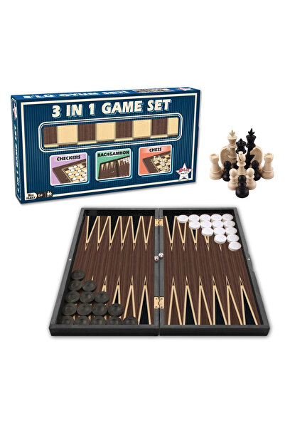 Generic Brand Large Size Triple Game Set Backgammon Checkers Chess for 2 Play...