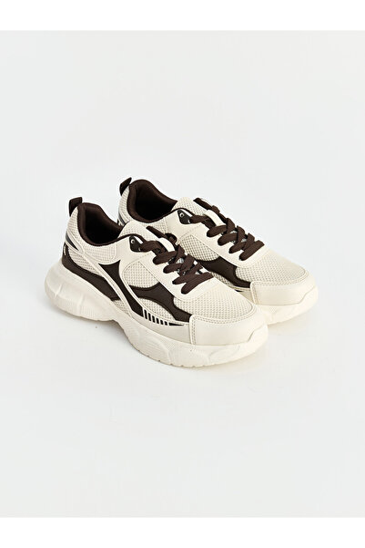 LC Waikiki Lcw Steps Beige Mesh Thick Sole Women's Sports Shoes