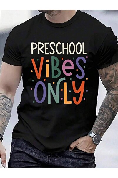 9JY تي شيرت 100% قطن بطبعة 'Preschool Vibes Teacher Back To School' للرجال وا...