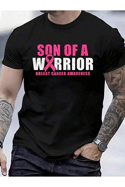 4Car تي شيرت من القطن بنسبة 100% بتصميم Son Of A Warrior Awareness للرجال وال...