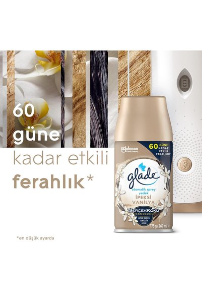 Glade Otomatik Sprey + İpeksi Vanilya Yedek 269 Ml ve Temiz Çarşaf & İpeksi Vanilya Yedek Sprey Seti
