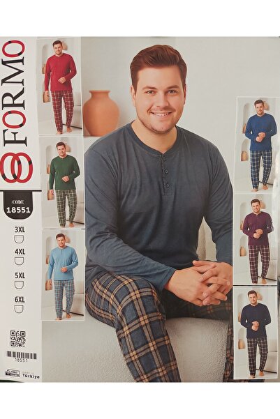 FORMO Erkek Battal-Büyük Beden %100 Pamuklu Pijama Takımı