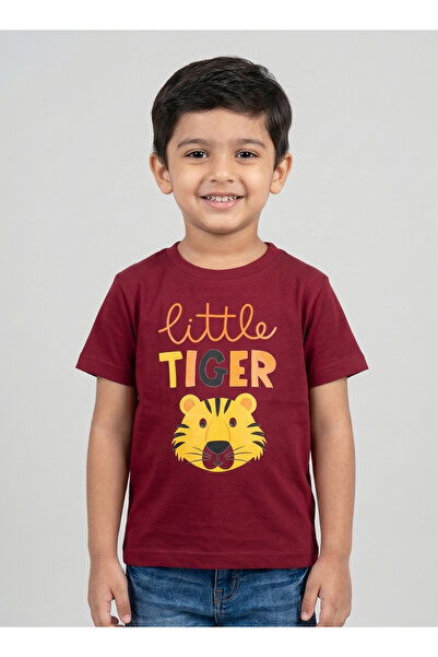 Babyqlo Boys Little Tiger Maroon T-Shirt
