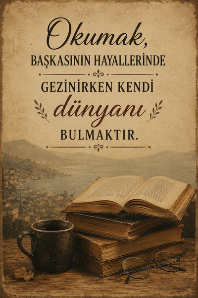 Lucena Retro Literary Verbal Mdf Painting Decorative Book and Coffee Themed W...
