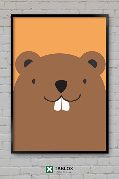 TABLOX Beaver Squirrel Sable Minimal Aesthetic Drawing Wooden Framed Decorati...