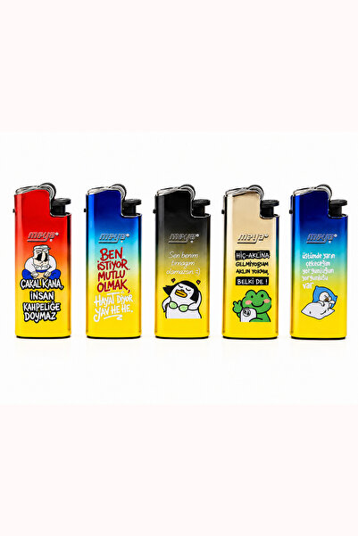 ONRSTORE Maya Gaz Dolumlu Elektronik Çakmak Komik Yazılı Karışık Desenli Hedi...