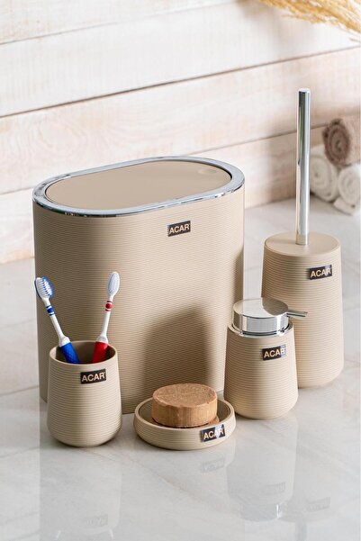ACAR Astorıa Acrylic 5-Piece Bathroom Set Tkebt Cream