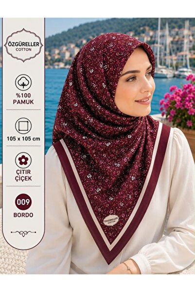 ÖZGÜRELLER 105x105 قماش قطني 100% بنمط زهور مقرمشة