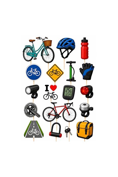 DecoParty Set de decorațiuni pentru tort – Tematică Biciclete, 18 piese, Cart...
