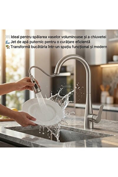 Elysar Baterie Premium Bucatarie Monocomanda, Elysar®, Otel Inoxidabil, Robin...