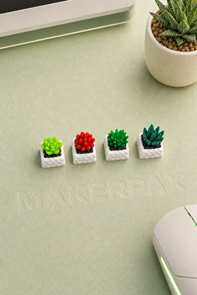 Makerpax Kaktüs Temalı Keycaps 4'lü Set - Cherry MX Uyumlu Mekanik Klavye Tuş Takımı