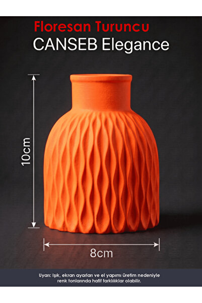 CANSEB Elegance Premium - Fluorescent Orange - Wavy Decorative Vase - 10X8Cm ...