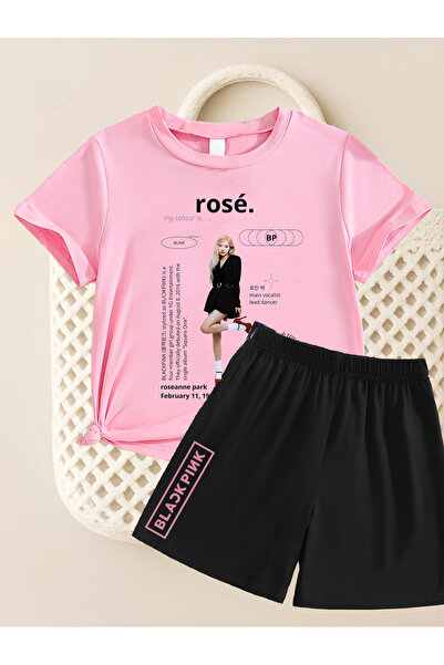 MAGORS تي شيرت قصير الأكمام من القطن المطبوع بطبعة ROSE FROM BLACKPINK K-POP ...