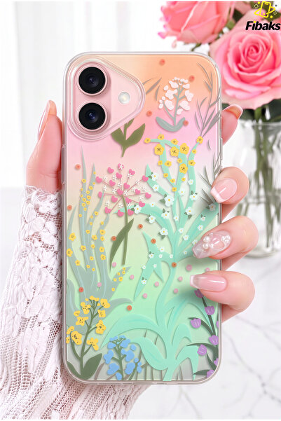 Fibaks iPhone 17 Kılıf Bahar Bahçesi Desenli Şeffaf Silikon | İçten Baskılı, ...