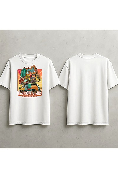 ELFERA Road Journey Vintage Retro White Printed Tshirt