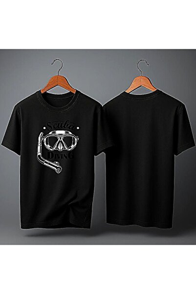 ELFERA Scuba Diving Tus Mask Water Black Printed Tshirt
