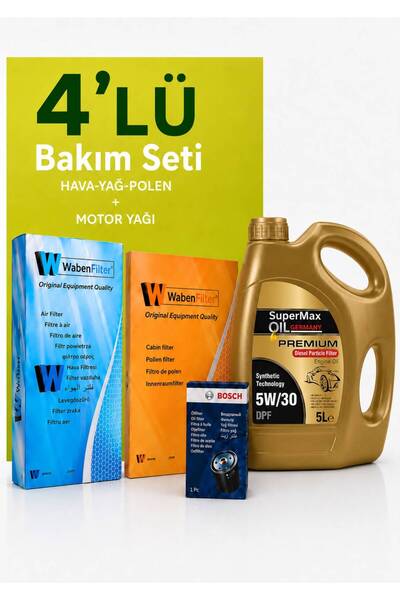Bosch -Waben Volkswagen Taigo 1.0 Tsi Filtre Bakım Seti-SuperMax Oil 5w30 5 lt (2020-2024) 3 Lü