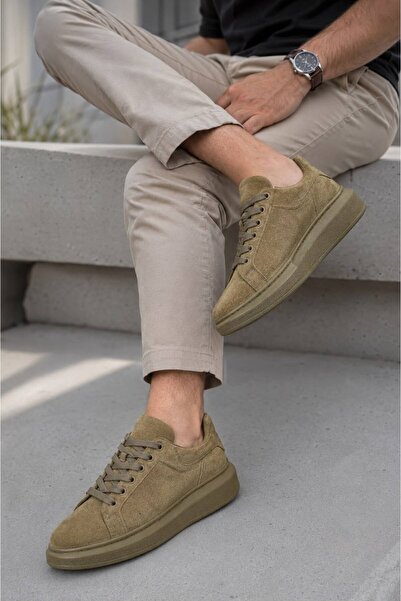 FLARF Suede Lace-Up Thick Sole Men's Casual Shoes - Orthopedic Comfortable St...