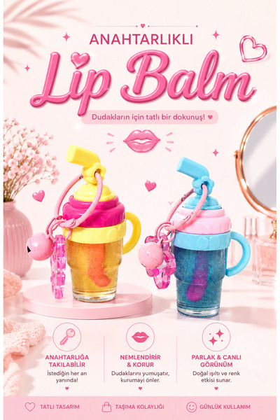 MAQYA KOZMETİK Anahtarlıklı Lip Balm Nemlendirici Dudak Balmı – Taşınabilir D...