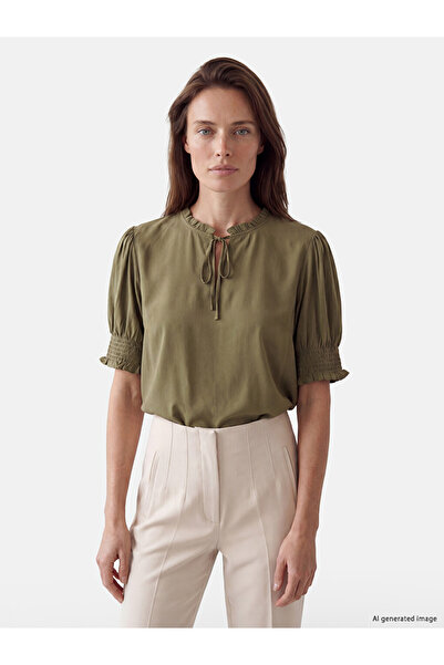 LC Waikiki Tie Neck Frilled Blouse