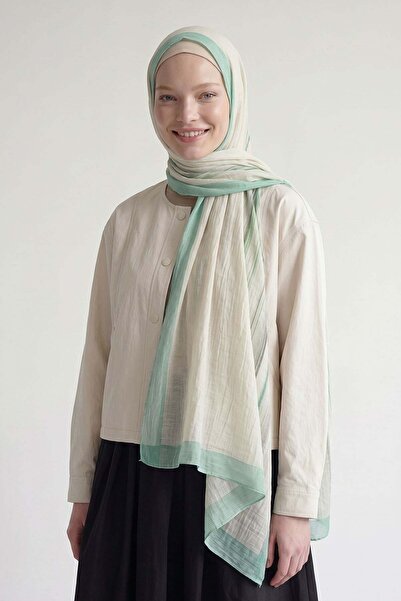 Levidor Mint Green Striped Muslin Shawl
