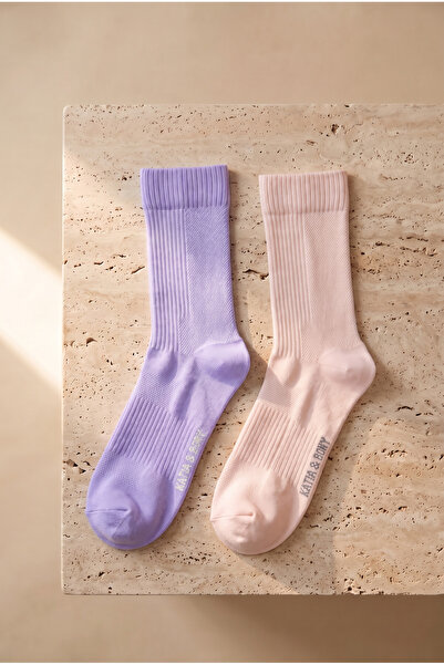 Katia&Bony Unisex 2-Piece Knitted Mesh Socks Lilac-Pink