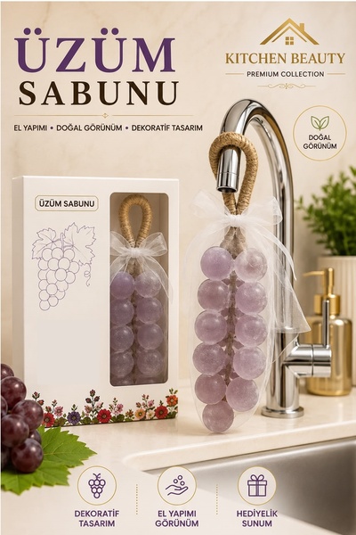 Kitchen Beauty Kristal Mor Üzüm Şekilli Kokulu Dekoratif Sabun | Doğal İçerik...