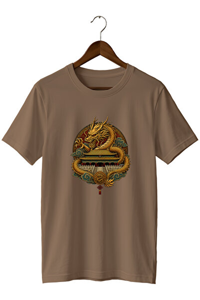 remonz Chinese Dragon and Temple Print Unisex T-Shirt – Far East Mythology De...
