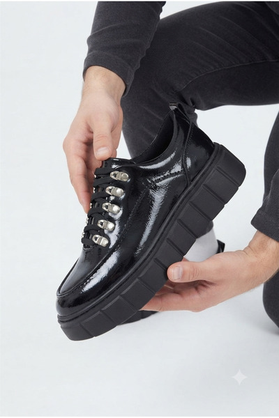 Zerenyus Zrk-X10 High Quality Thick Sole Black Patent Leather Daily Men's Cas...