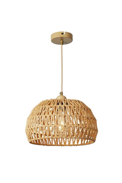 Dotail висящ полилей, плетен абажур, цокъл E27, 60W, диаметър 30 см, ратан и ...