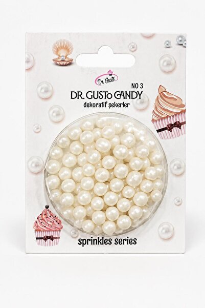 Dr. Gusto 6 mm İnci Beyazı Candy Boncuk Pasta Süsleme Şekeri