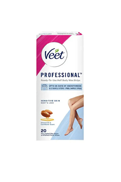 Veet Professional Wax Strips with Almond Oil & Cornflower Scent (20 Strips)
