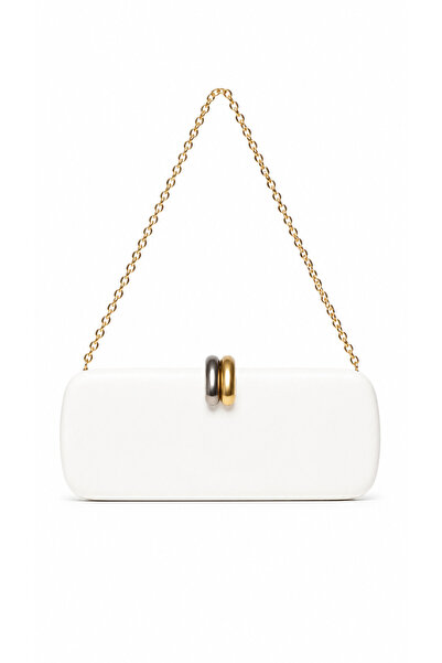 GZ GAIBAG Lune Gold Zincir Askılı Kutu Formlu Clutch Çanta