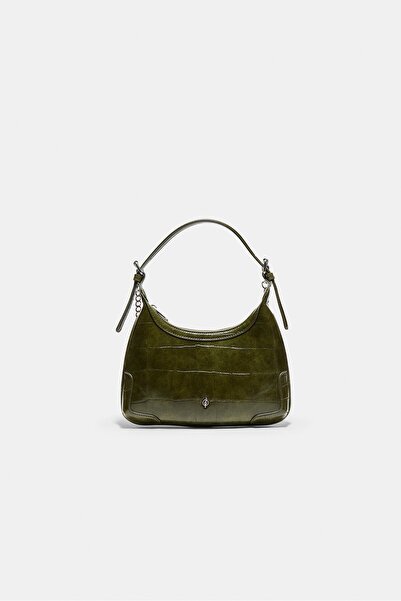 Stradivarius Timsah deseni görünümlü zincirli mini omuz çantası