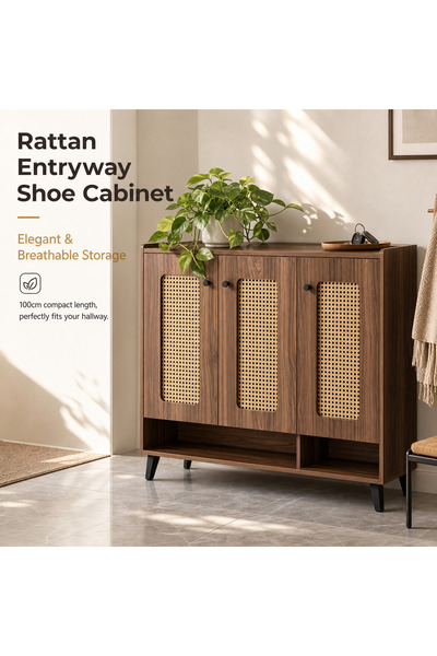 Bleco Tengmu shoe cabinet, retro-style home entry storage, indoor living room...
