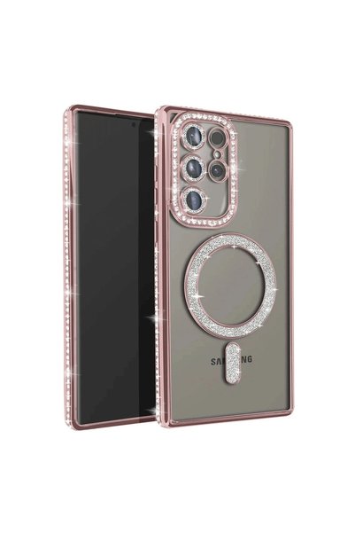 Generic Brand Samsung Galaxy S23 Ultra Joke Silvery Magneticsafe Case - Pink