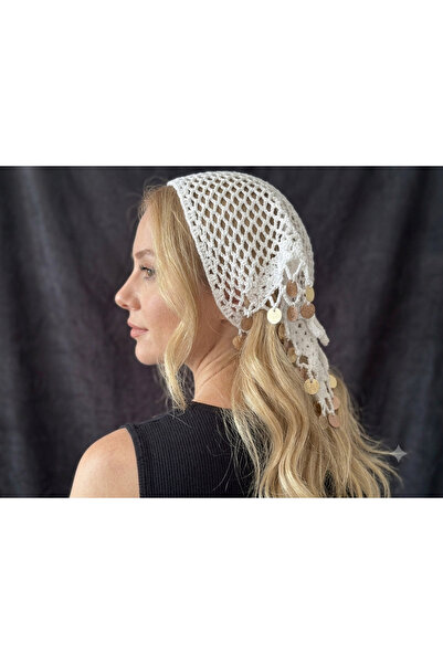 Barzey crafts Χειροποίητη πλεκτή μπαντάνα μαλλιών με πούλιες - Μποέμικο κομψό...