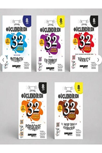 Ankara Yayıncılık 8.Sınıf Güçlendiren 32 Hafta 5'li Set (Türkçe,Matematik,Fen...
