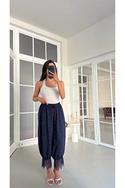 GAUS CO Lacivert Beli Lastikli Dantel Detaylı Pinterest Şalvar GAUS-01763