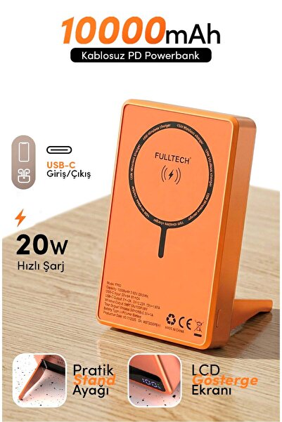 Fulltech FP50 10.000 mAh Hızlı Şarj MagSafe Powerbank Turuncu