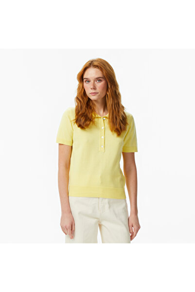 Nautica Kadın Sarı Regular Fit Triko Polo Yaka T-Shirt
