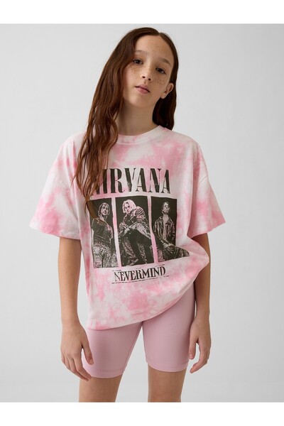 GAP Kız Çocuk Açık Pembe Nirvana Oversized T-Shirt