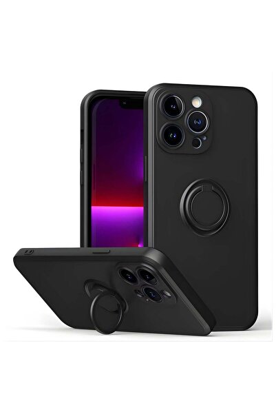 OEM Калъф с ринг, съвместим с iPhone 17 Air, силиконов, Черен - черен