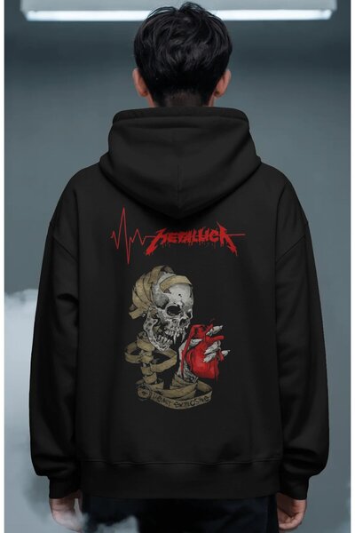SEVBANO Hanorac premium oversize unisex cu imprimeu pe spate Metallica Rock M...