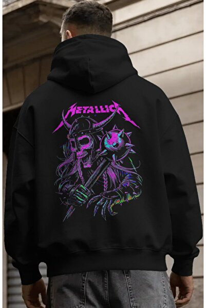 SEVBANO Hanorac premium oversize unisex cu imprimeu pe spate Metallica Rock M...