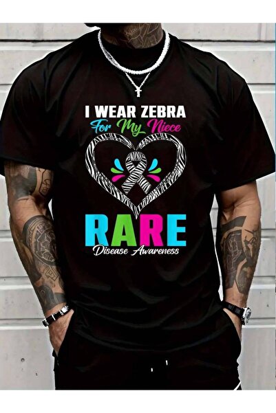 9TAY تي شيرت من القطن بنسبة 100% بطبعة "I Wear Zebra For My Niece Rare Diseas...