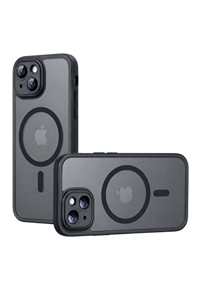 Techsuit Калъф за iPhone 15, PureFrost MagSafe, черен матов - черен матов