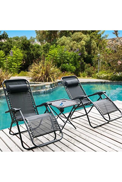 Generic Set of 2 Sun Lounger Recliner Zero Gravity Garden Patio Folding Chair...