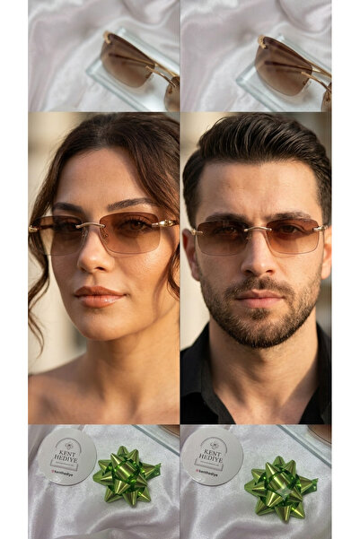 Bymiel Gold Gövdeli Füme Camlı Çerçevesiz (Rimless) Güneş Gözlüğü